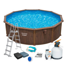 Каркасний басейн Bestway 561CU Hydrium (488х132 см) 21 м³ з пісочним фільтром, сходами, підстилкою та тентом