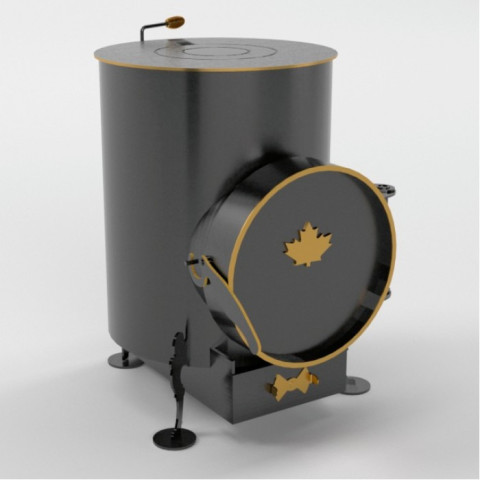 Піч Буржуйка з зольником на дровах до 30 м² Canada LUX 5.5 кВт 360х525х520 мм