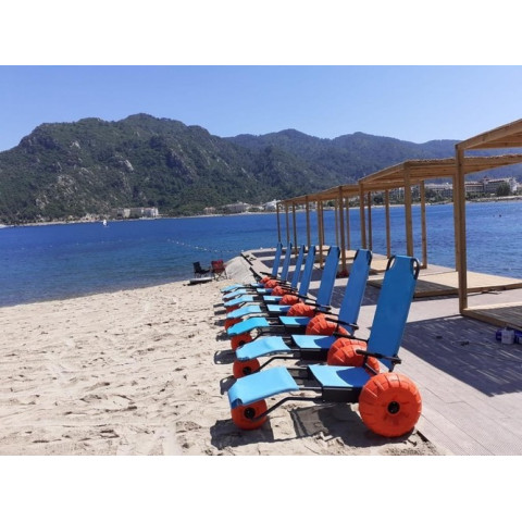 Пляжне крісло-шезлонг на 3 колеса + підлокітники і ремінь безпеки, Beachstar 1514.3