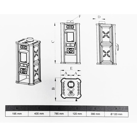 Піч камін з духовкою Line Stoves LS140 f