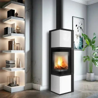 Сталева піч-камін Kratki TORA/M/LW 8 KW Ø 150 lacobel білий