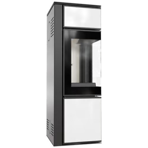 Сталева піч-камін Kratki TORA/S/LW 8 KW Ø 150 lacobel білий