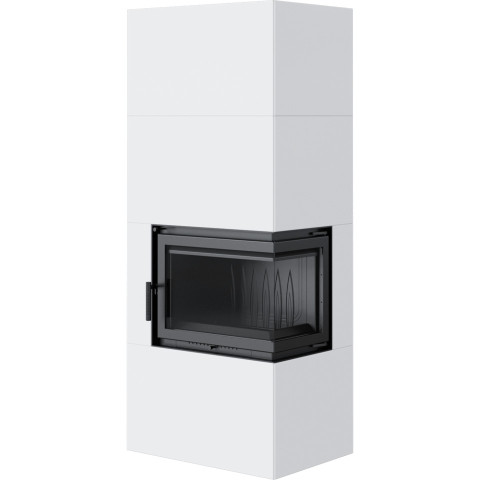 Камінна топка Kratki SIMPLE 12 BS права в обудові BOX стальний - білий