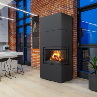 Камінна топка Kratki SIMPLE 12 BS права в обудові BOX стальний - чорний