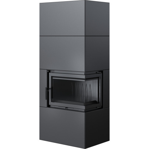 Камінна топка Kratki SIMPLE 12 BS права в обудові BOX стальний - чорний