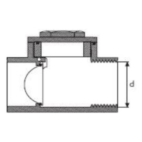 Трiйник зворотнiй клапан з внутр.резьб. одностор.PVC D.90 мм