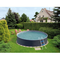 Чеський морозостійкий басейн (460х120 см) Azuro Graphite круглий, лайнер Lagoon 0.5 мм, 20 м³ металевий збірний