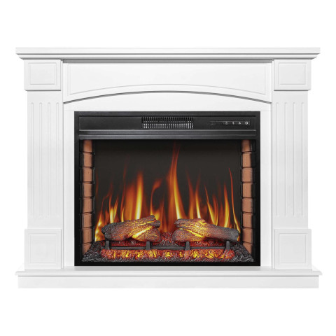 Камінокомплект ArtiFlame Boston AF28S білий з обігрівом і звуком горіння вогню