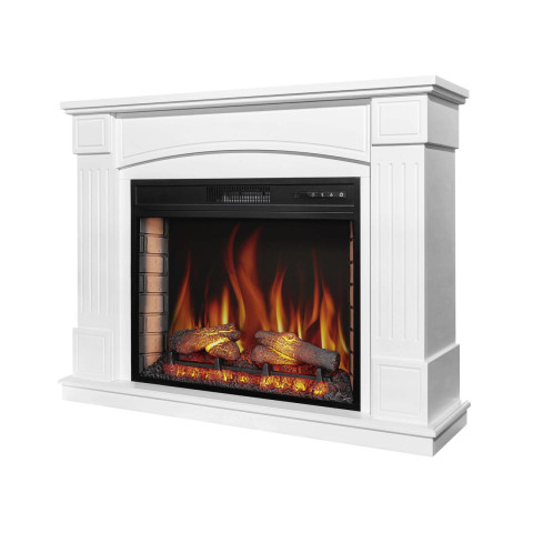 Камінокомплект ArtiFlame Boston AF28S білий з обігрівом і звуком горіння вогню