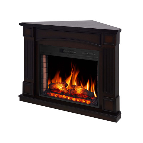 Камінокомплект ArtiFlame Boston Corner AF28S махагон коричневий антик з обігрівом і звуком горіння вогню