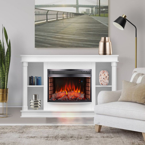 Камінокомплект ArtiFlame Brittany AF25 білий з обігрівом і звуком горіння вогню