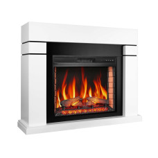 Камінокомплект ArtiFlame Lindos AF28S білий з обігрівом і звуком горіння вогню