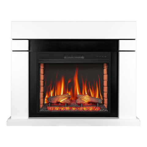 Камінокомплект ArtiFlame Lindos AF28S білий з обігрівом і звуком горіння вогню