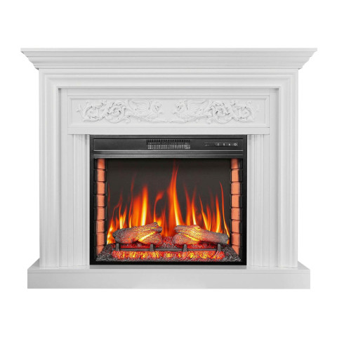 Камінокомплект ArtiFlame Monferrato AF28S білий з обігрівом і звуком горіння вогню