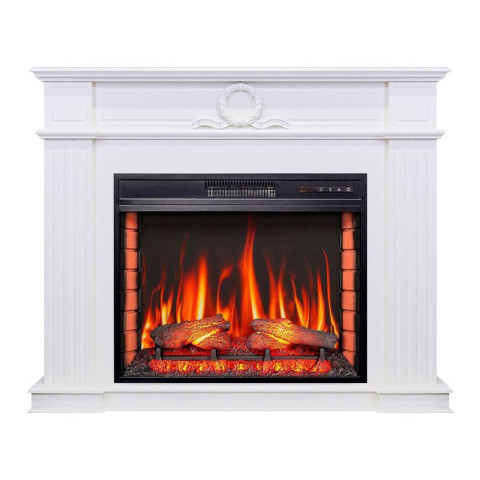 Камінокомплект ArtiFlame Neoclassic AF28S білий з обігрівом і звуком горіння вогню