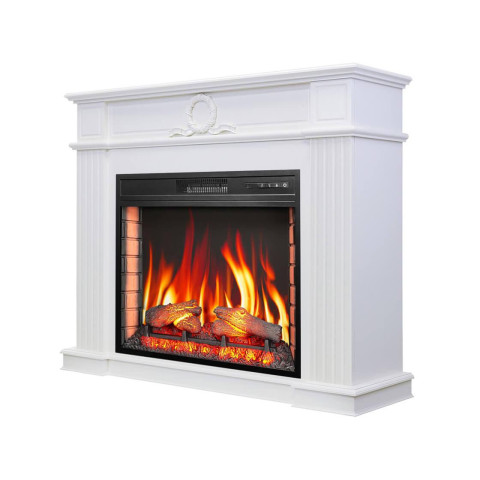 Камінокомплект ArtiFlame Neoclassic AF28S білий з обігрівом і звуком горіння вогню