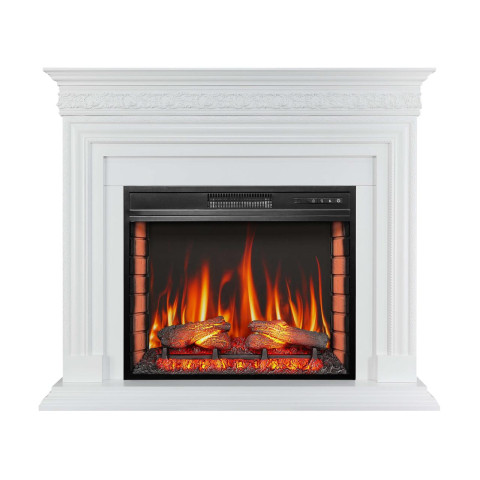 Камінокомплект ArtiFlame Pratella AF28S білий з обігрівом і звуком горіння вогню