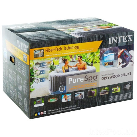 Надувний СПА-джакузі Intex Greywood Deluxe 28440 круглий 196x71 см 4-місний аеромасаж