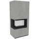 Камін Kratki FLOKI BOX лівий 8 kW Ø 160 в обудові з керамограніту CEMENTO GRIGIO BOCCIARDATA