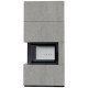 Камін Kratki FLOKI BOX лівий 8 kW Ø 160 в обудові з керамограніту CEMENTO GRIGIO BOCCIARDATA