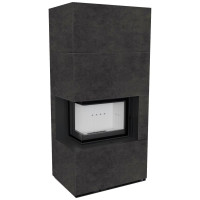 Камін Kratki FLOKI BOX лівий 8 kW Ø 160 в обудові з керамограніту FOKOS GRAFITE