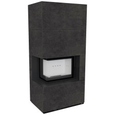 Камін Kratki FLOKI BOX лівий 8 kW Ø 160 в обудові з керамограніту FOKOS GRAFITE