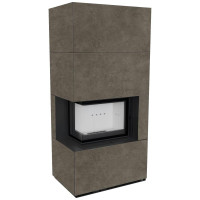 Камін Kratki FLOKI BOX лівий 8 kW Ø 160 в обудові з керамограніту FOKOS PIOMBO