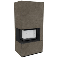 Камін Kratki FLOKI BOX лівий 8 kW Ø 160 в обудові з керамограніту FOKOS PIOMBO