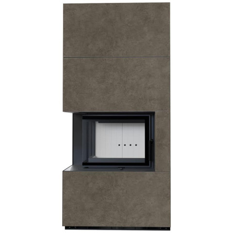 Камін Kratki FLOKI BOX лівий 8 kW Ø 160 в обудові з керамограніту FOKOS PIOMBO