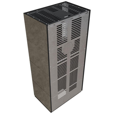 Камін Kratki FLOKI BOX лівий 8 kW Ø 160 в обудові з керамограніту FOKOS PIOMBO