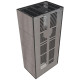 Камін Kratki FLOKI BOX лівий 8 kW Ø 160 в обудові з керамограніту NATURALI PIETRA DI SAVOIA GRIGIA BOCCIARDATA