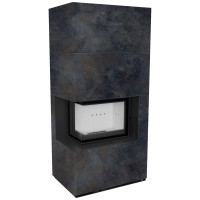 Камін Kratki FLOKI BOX лівий 8 kW Ø 160 в обудові з керамограніту OSSIDO NERO