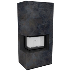 Камін Kratki FLOKI BOX лівий 8 kW Ø 160 в обудові з керамограніту OSSIDO NERO