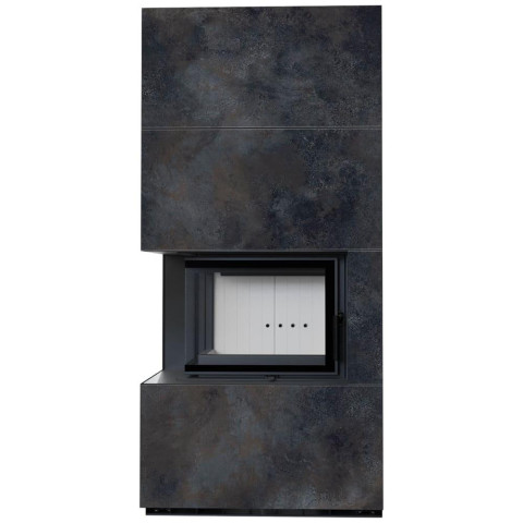 Камін Kratki FLOKI BOX лівий 8 kW Ø 160 в обудові з керамограніту OSSIDO NERO
