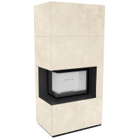 Камін Kratki FLOKI BOX лівий 8 kW Ø 160 в обудові з керамограніту OXIDE BIANCO