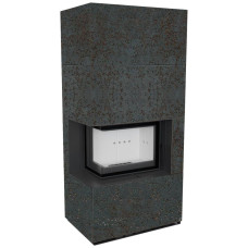 Камін Kratki FLOKI BOX лівий 8 kW Ø 160 в обудові з керамограніту OXIDE NERO