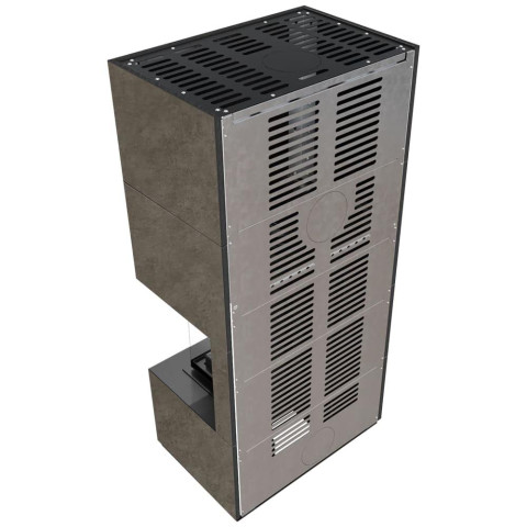 Камін Kratki FLOKI BOX правий 8 kW Ø 160 в обудові з керамограніту FOKOS PIOMBO