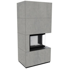Камін Kratki FLOKI BOX правий 8 kW Ø 160 в обудові з керамограніту CEMENTO GRIGIO BOCCIARDATA