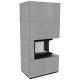 Камін Kratki FLOKI BOX правий 8 kW Ø 160 в обудові з керамограніту CEMENTO GRIGIO BOCCIARDATA