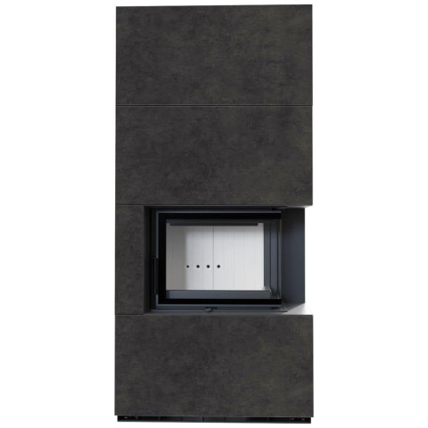 Камін Kratki FLOKI BOX правий 8 kW Ø 160 в обудові з керамограніту FOKOS GRAFITE