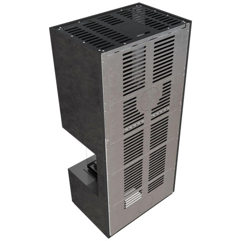 Камін Kratki FLOKI BOX правий 8 kW Ø 160 в обудові з керамограніту FOKOS GRAFITE