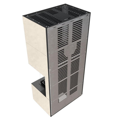 Камін Kratki FLOKI BOX правий 8 kW Ø 160 в обудові з керамограніту FOKOS TALCO
