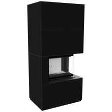 Камін Kratki FLOKI BOX правий 8 kW Ø 160 в обудові з керамограніту NERO ASSOLUTO