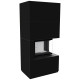 Камін Kratki FLOKI BOX правий 8 kW Ø 160 в обудові з керамограніту NERO ASSOLUTO