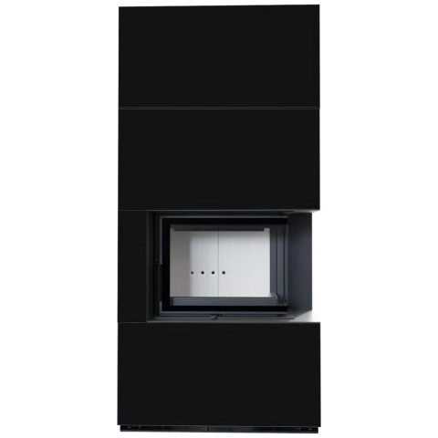 Камін Kratki FLOKI BOX правий 8 kW Ø 160 в обудові з керамограніту NERO ASSOLUTO