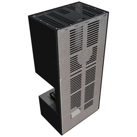 Камін Kratki FLOKI BOX правий 8 kW Ø 160 в обудові з керамограніту NERO ASSOLUTO