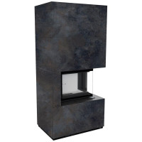 Камін Kratki FLOKI BOX правий 8 kW Ø 160 в обудові з керамограніту OSSIDO NERO