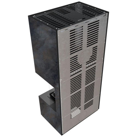 Камін Kratki FLOKI BOX правий 8 kW Ø 160 в обудові з керамограніту OSSIDO NERO
