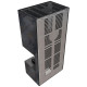 Камін Kratki FLOKI BOX правий 8 kW Ø 160 в обудові з керамограніту OSSIDO NERO