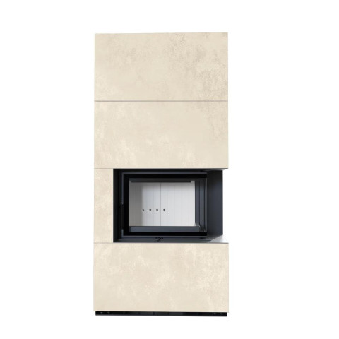 Камін Kratki FLOKI BOX правий 8 kW Ø 160 в обудові з керамограніту OXIDE BIANCO